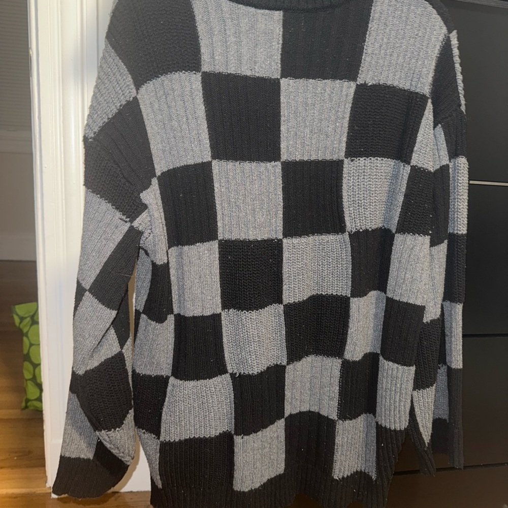 Checkered Black And Gray Sweater - image 3
